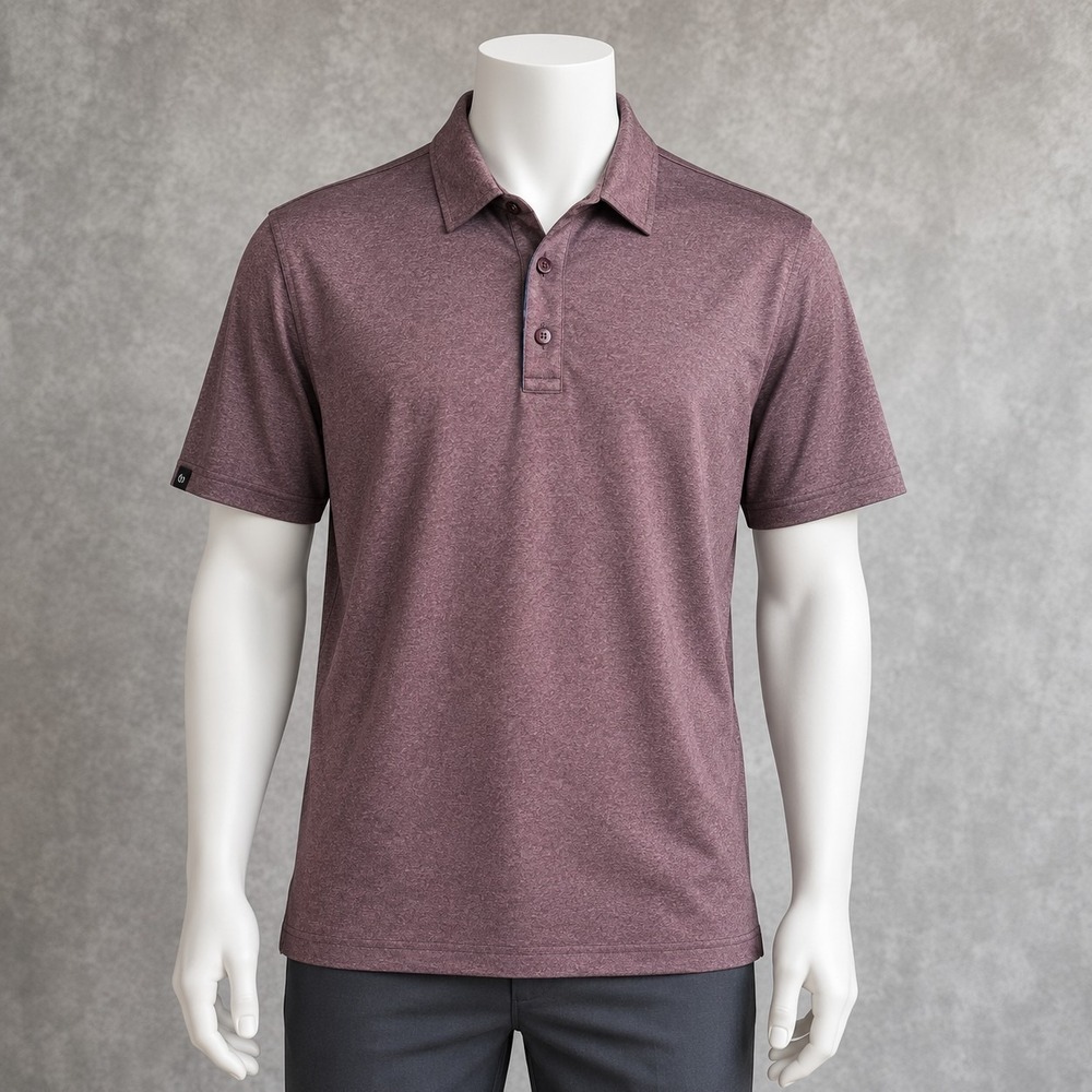 Swannies Golf Polo Shirt Mens Large‎ Heather Burgundy Performance Stretch Casual